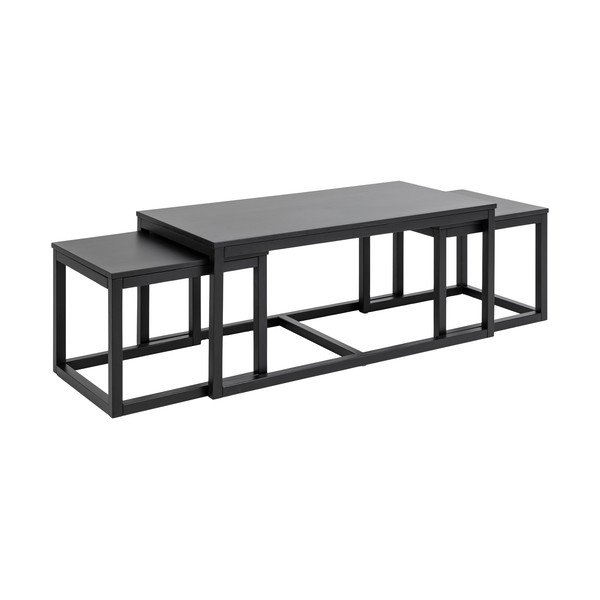 Czarne stoliki z blatem w dekorze dębu zestaw 3 szt. 60x120 cm Cornus – Actona