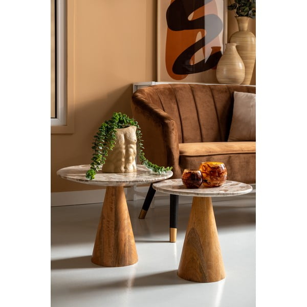 Okrągły stolik z blatem w dekorze marmuru ø 50 cm Force  – Leitmotiv-image-1