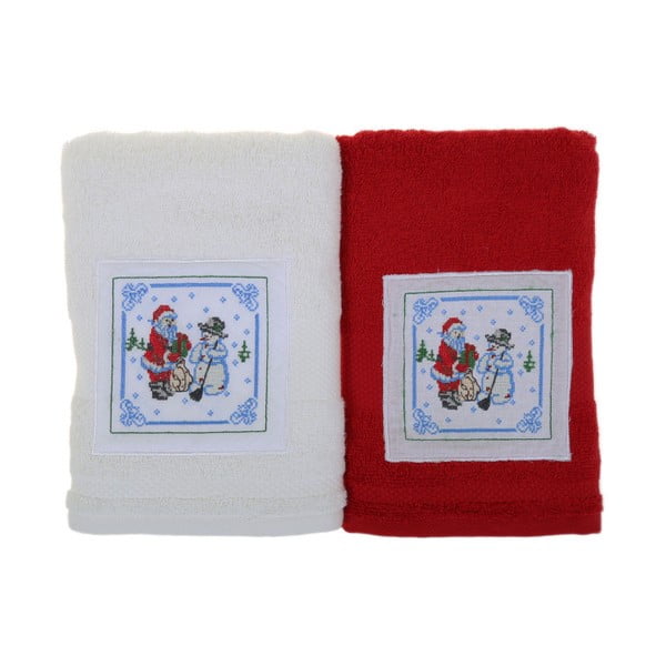 Zestaw 2 ręczników Kardan Adam Red&White, 50x100 cm