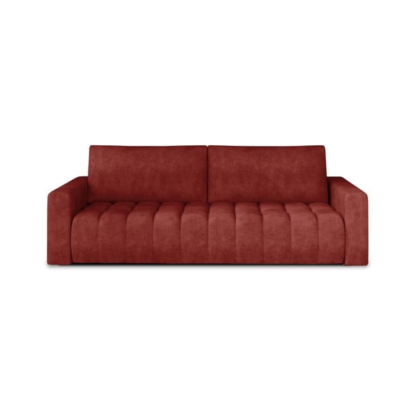 Czerwona aksamitna rozkładana/ze schowkiem sofa 247 cm Lazaro – ELTAP
