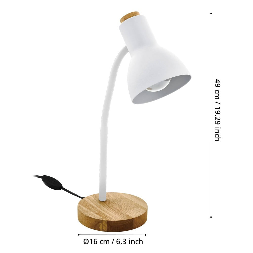 Lampa stołowa w biało-naturalnym kolorze z metalowym kloszem (wysokość 49 cm) VERADAL – EGLO (zdjęcie 3)