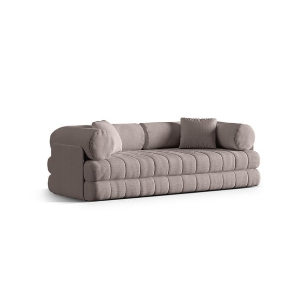 Szarobeżowa rozkładana sofa z materiału bouclé 206 cm Kemi – Cosmopolitan Design-image-2