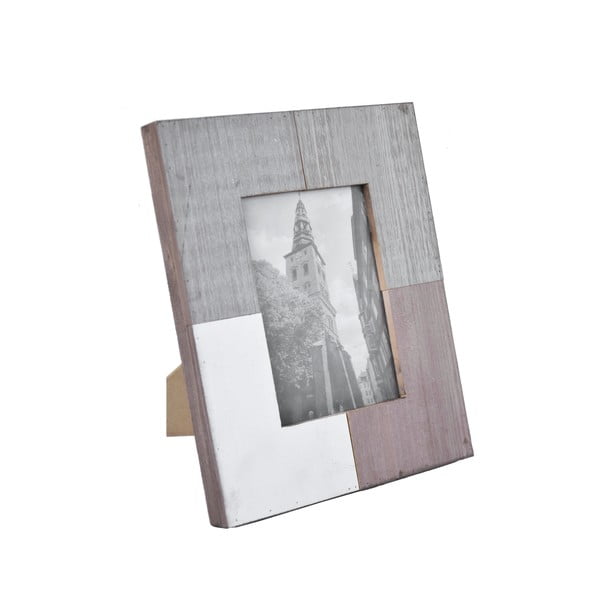 Szaro-biała drewniana ramka na zdjęcie Ego Dekor, 22,5x28 cm