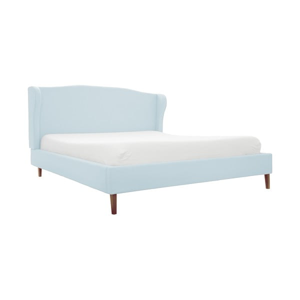 Pastelowo niebieskie łóżko z naturalnymi nogami Vivonita Windsor, 140x200 cm