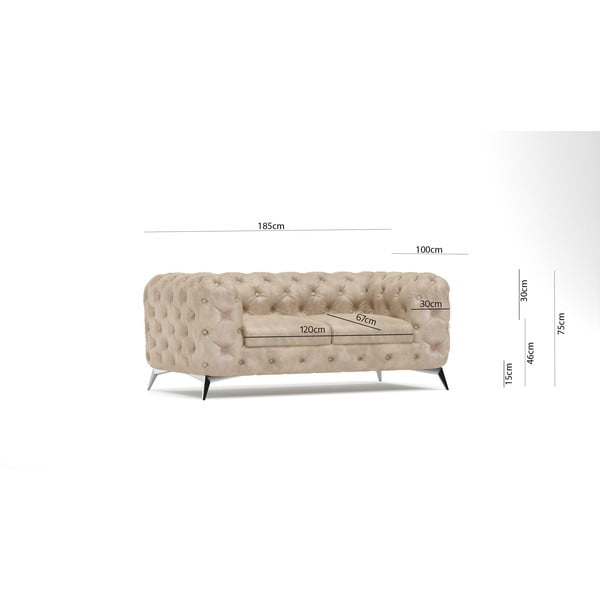Beżowa aksamitna sofa 185 cm Chelsea – Ropez-image-4