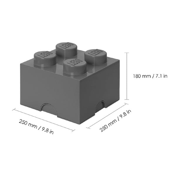 Ciemnoszary dziecięcy pojemnik LEGO® Square-image-2