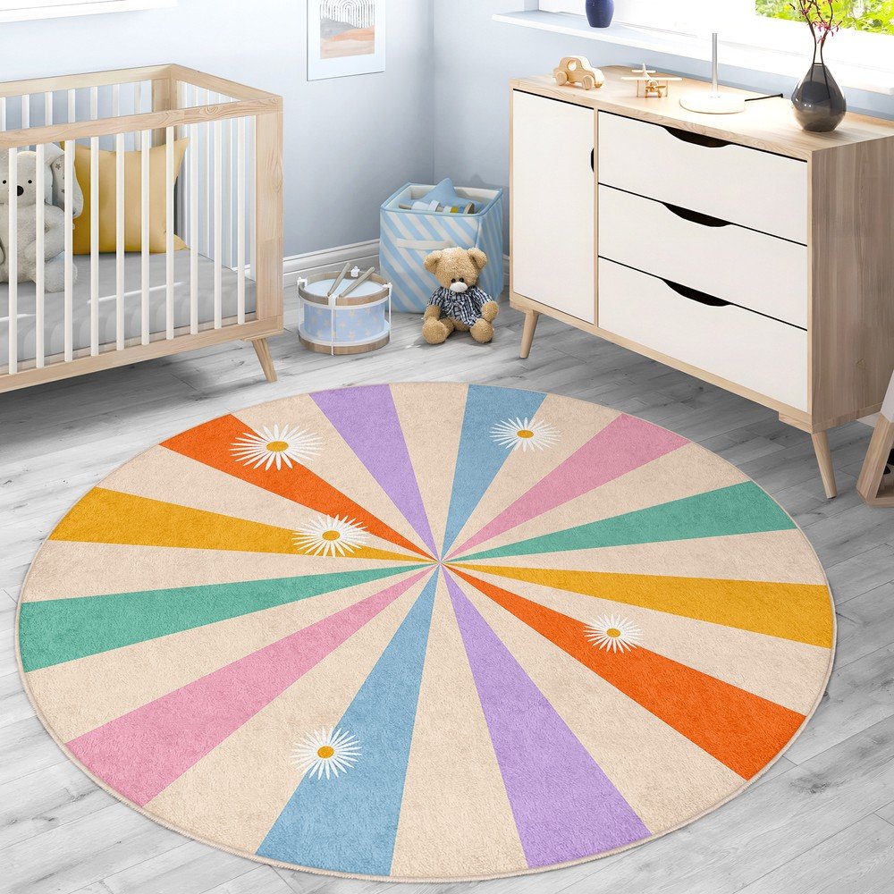 Dywan dziecięcy odpowiedni do prania ø120 cm Rainbow Daisy – Mila Home (zdjęcie 7)