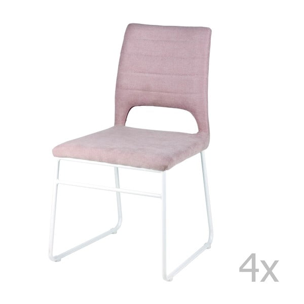 Zestaw 4 różowych krzeseł do jadalni sømcasa Nessa