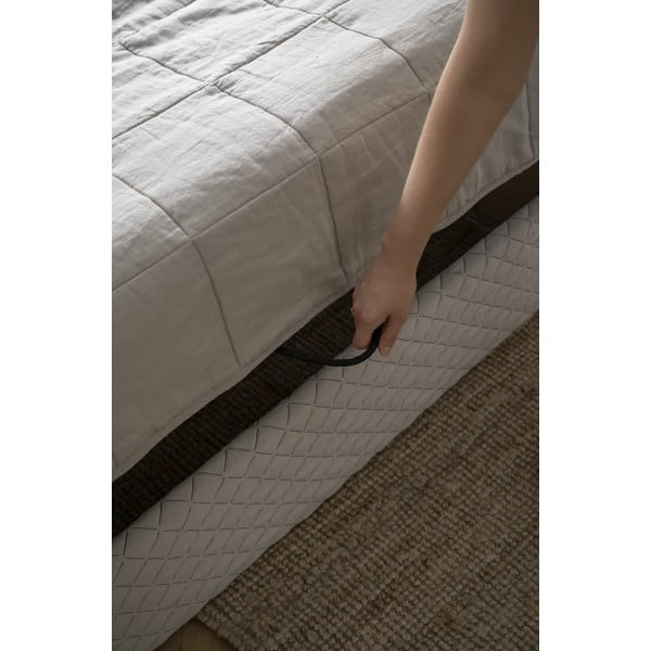 Beżowe tapicerowane łóżko jednoosobowe ze schowkiem i stelażem 90x200 cm Sleepy Luna – Miuform-image-1