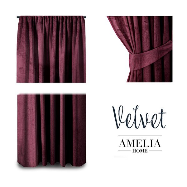 Fioletowa aksamitna zasłona AmeliaHome Velvety, 245x140 cm-image-2