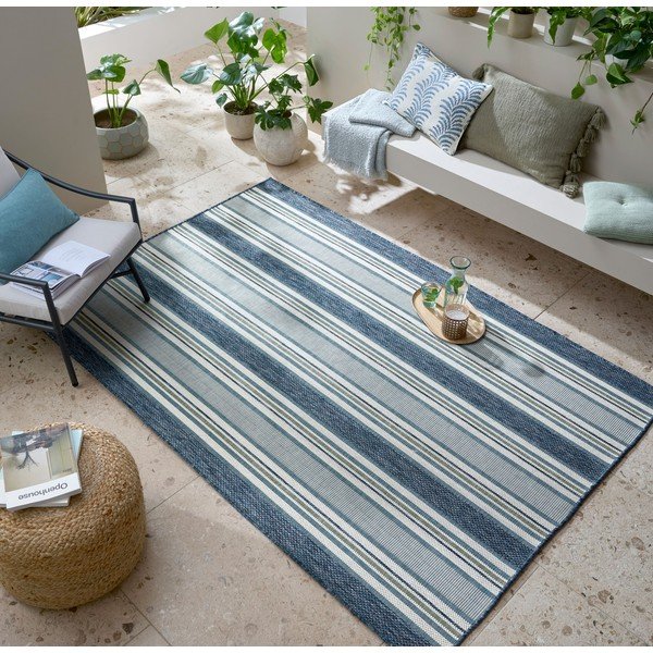 Zielononiebieski dywan odpowiedni na zewnątrz 200x290 cm Roma Stripe – Flair Rugs-image-1