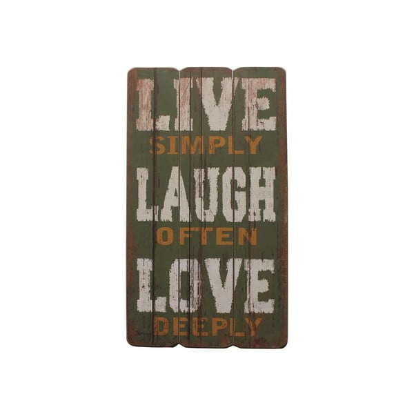 Tablica Live, Laugh, Love, 60x30 cm