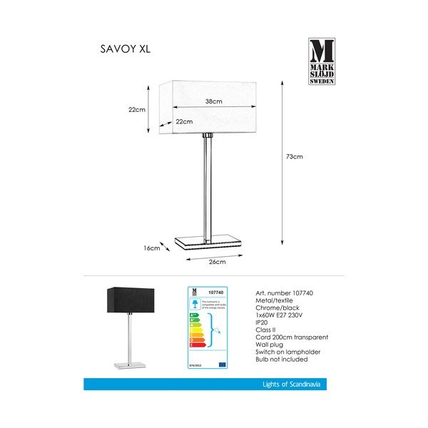 Czarna lampa stołowa Markslöjd Savoy XL Table-image-1