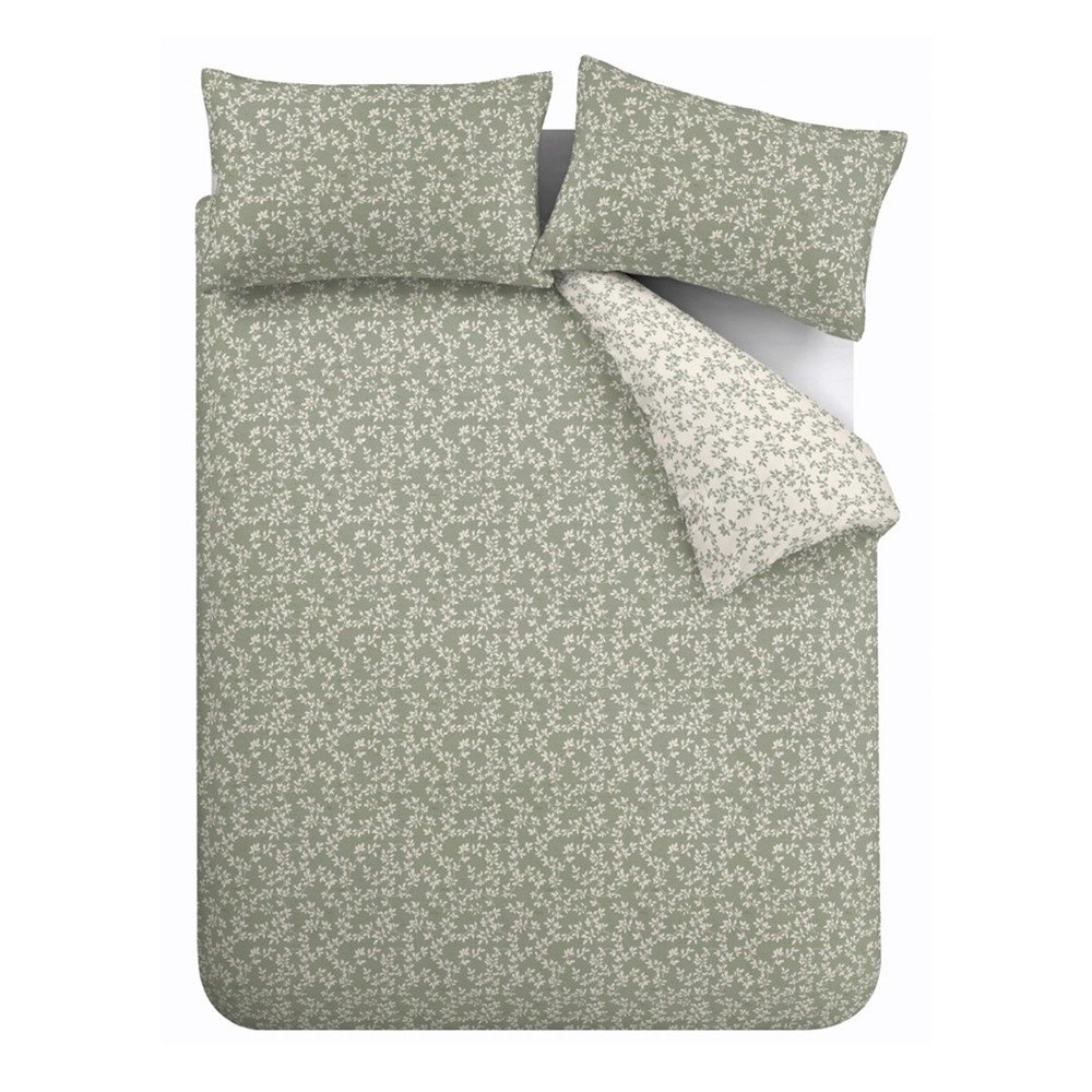 Zielona pościel dwuosobowa z perkalu bawełnianego 3-częściowa 230x220 cm Shadow Leaves – Bianca