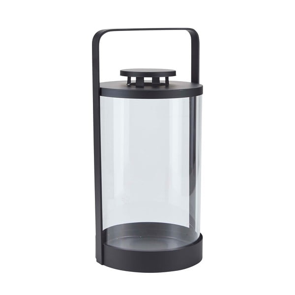 Czarny szklany lampion Bahne & CO, wys. 33 cm