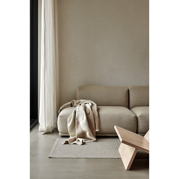 Beżowo-kremowy koc z mieszanki wełny 140x180 cm Bob Mud Vanilla – Pappelina-image-1