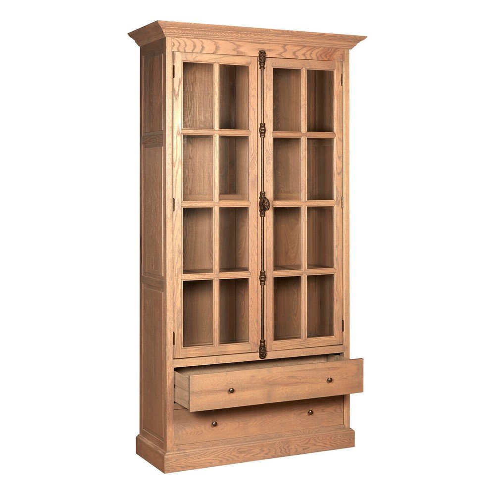 Witryna z litego drewna dębowego w naturalnym kolorze 124x230x47 cm Lyon – Premier Housewares