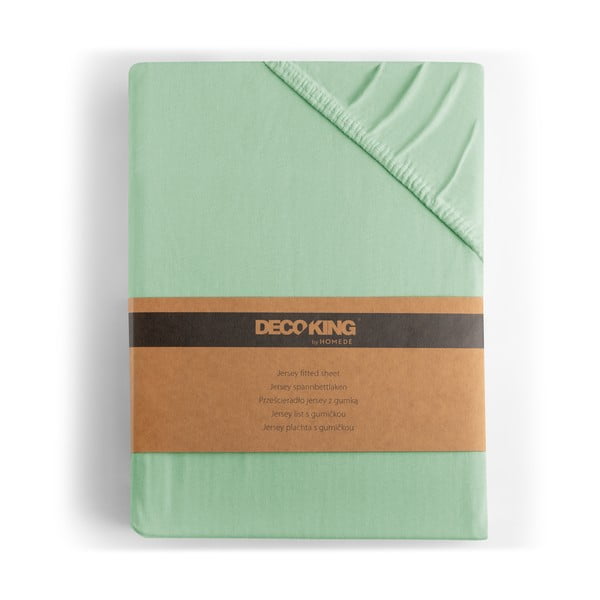 Jasnozielone dżersejowe prześcieradło z gumką 120x200 cm Amber – Restilo-image-4