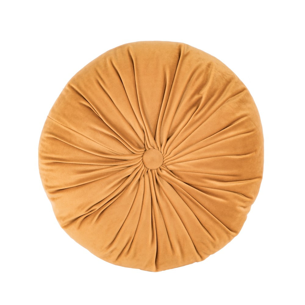 Jasnopomarańczowa aksamitna poduszka dekoracyjna Tiseco Home Studio Velvet, ø 38 cm