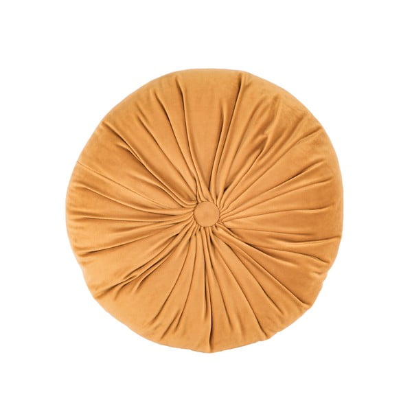 Jasnopomarańczowa aksamitna poduszka dekoracyjna Tiseco Home Studio Velvet, ø 38 cm