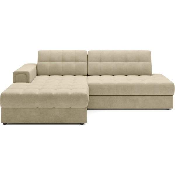 Jasnobrązowy aksamitny rozkładany narożnik (lewostronny/z szezlongiem) Blezalt – ELTAP