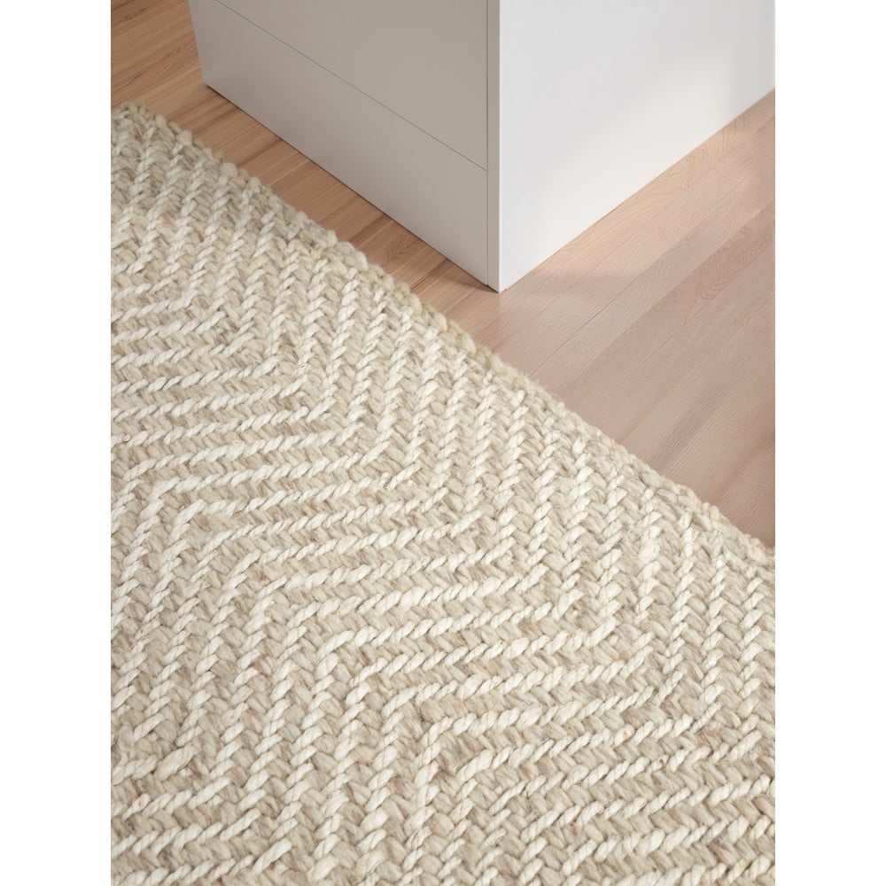 Kremowy dywan z mieszanki wełny tkany ręcznie 160x230 cm Majoli – Elle Decoration (zdjęcie 9)