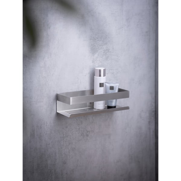 Srebrna samoprzylepna półka łazienkowa ze stali nierdzewnej w kolorze matowego srebra Genova – Wenko-image-1