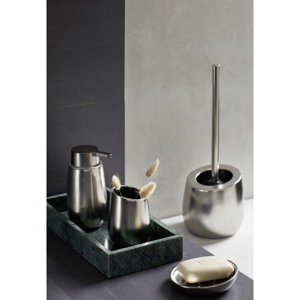 Szczotka do WC ceramiczna w kolorze matowego srebra Badi – Wenko-image-2