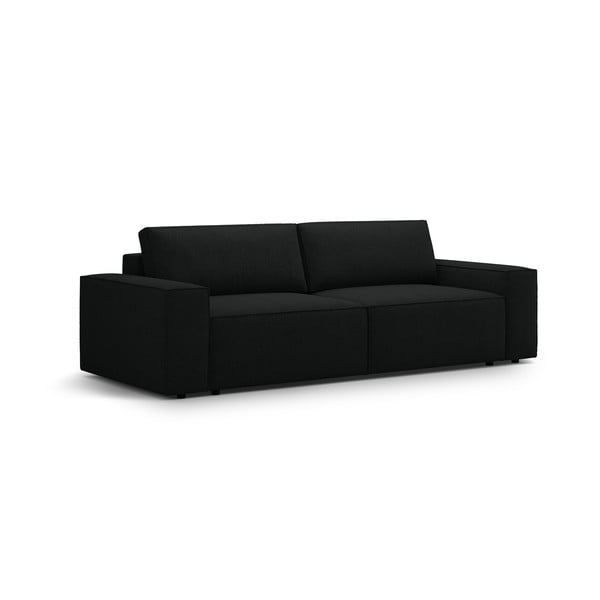 Czarna rozkładana sofa z materiału bouclé 247 cm Jodie – Micadoni Home-image-2