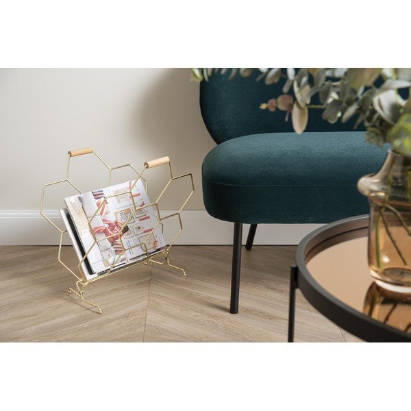 Metalowy gazetnik w kolorze złota PT LIVING Honeycomb-image-1