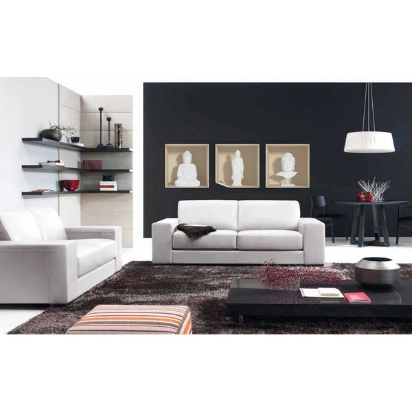 Zestaw 3 naklejek na ścianę 3D Ambiance White Buddha-image-2