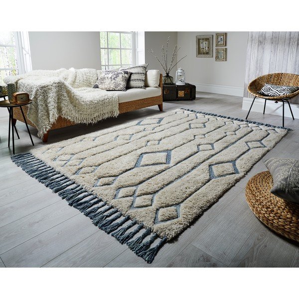 Beżowo-niebieski ręcznie tkany dywan Flair Rugs Solitaire Sion, 160x230 cm-image-2
