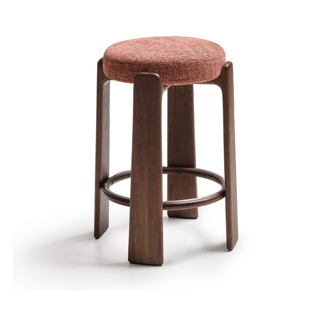 Hoker z litego drewna jesionowego w ceglasto-ciemnonaturalnym kolorze (wysokość siedziska 75 cm) Granite – Kave Home
