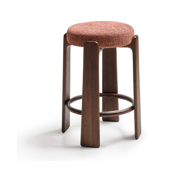 Hoker z litego drewna jesionowego w ceglasto-ciemnonaturalnym kolorze (wysokość siedziska 75 cm) Granite – Kave Home