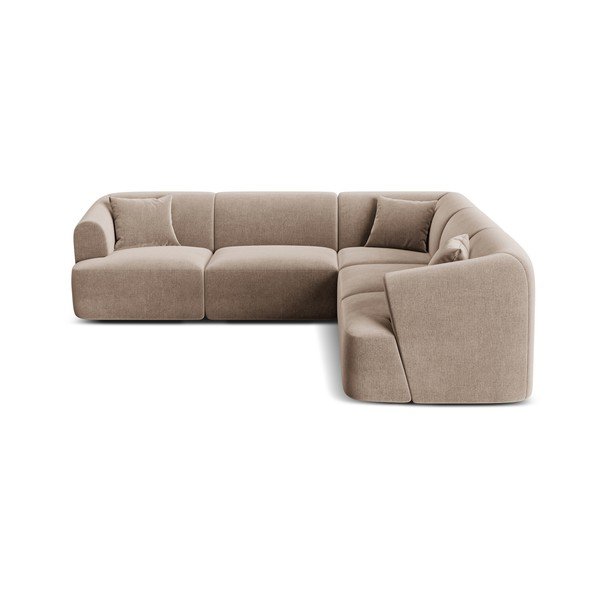 Jasnobrązowy aksamitny narożnik Campi – Cosmopolitan Design