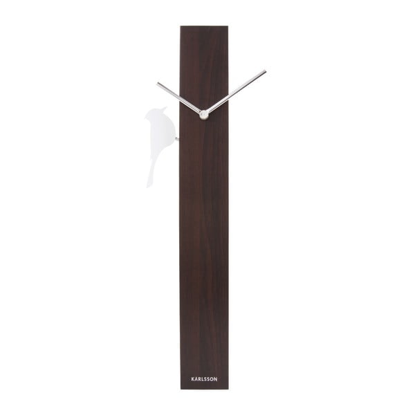 Brązowy zegar Karlsson Woodpecker, dł. 60 cm