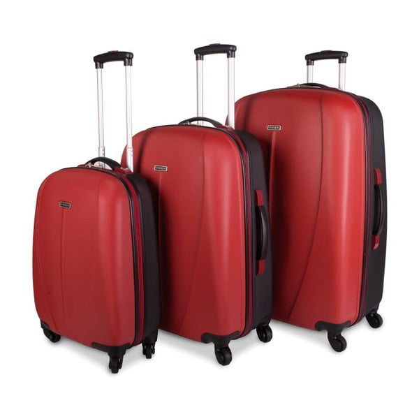 Zestaw 3 czerwonych walizek Tempo