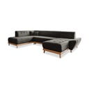 Ciemnoszara rozkładana sofa w kształcie litery "U" Miuform Dazzling Daisy, lewostronna