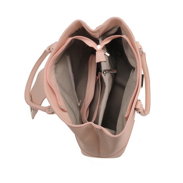 Pudrowa skórzana torebka Florence Bags Tabit-image-3