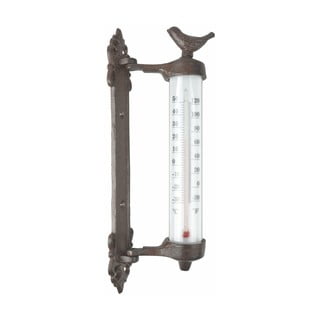 Żeliwny termometr ścienny z ptaszkiem Esschert Design Dekor Bird, wys. 27,3 cm