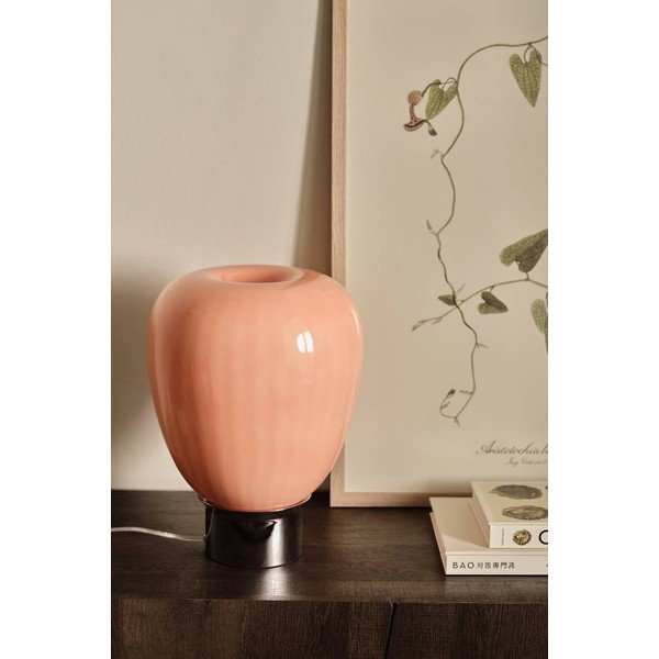 Różowa/w kolorze srebra z połyskiem szklana lampa stołowa (wysokość 34 cm) Balloon – Ellos Home-image-3
