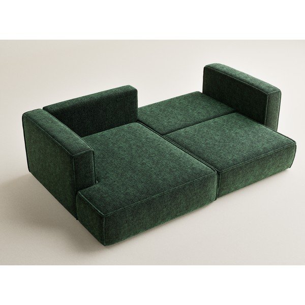 Ciemnozielony rozkładany/ze schowkiem narożnik z tkaniny szenilowej (lewostronny/z szezlongiem) Velto – Maison de Rêve-image-3