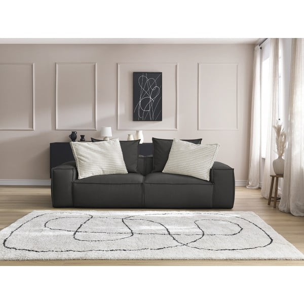 Czarna sofa z imitacji skóry 260 cm Boheme – Bobochic Paris-image-1