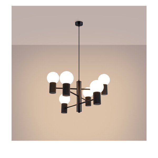 Czarna lampa wisząca ze szklanym kloszem Orbital – Sollux-image-4