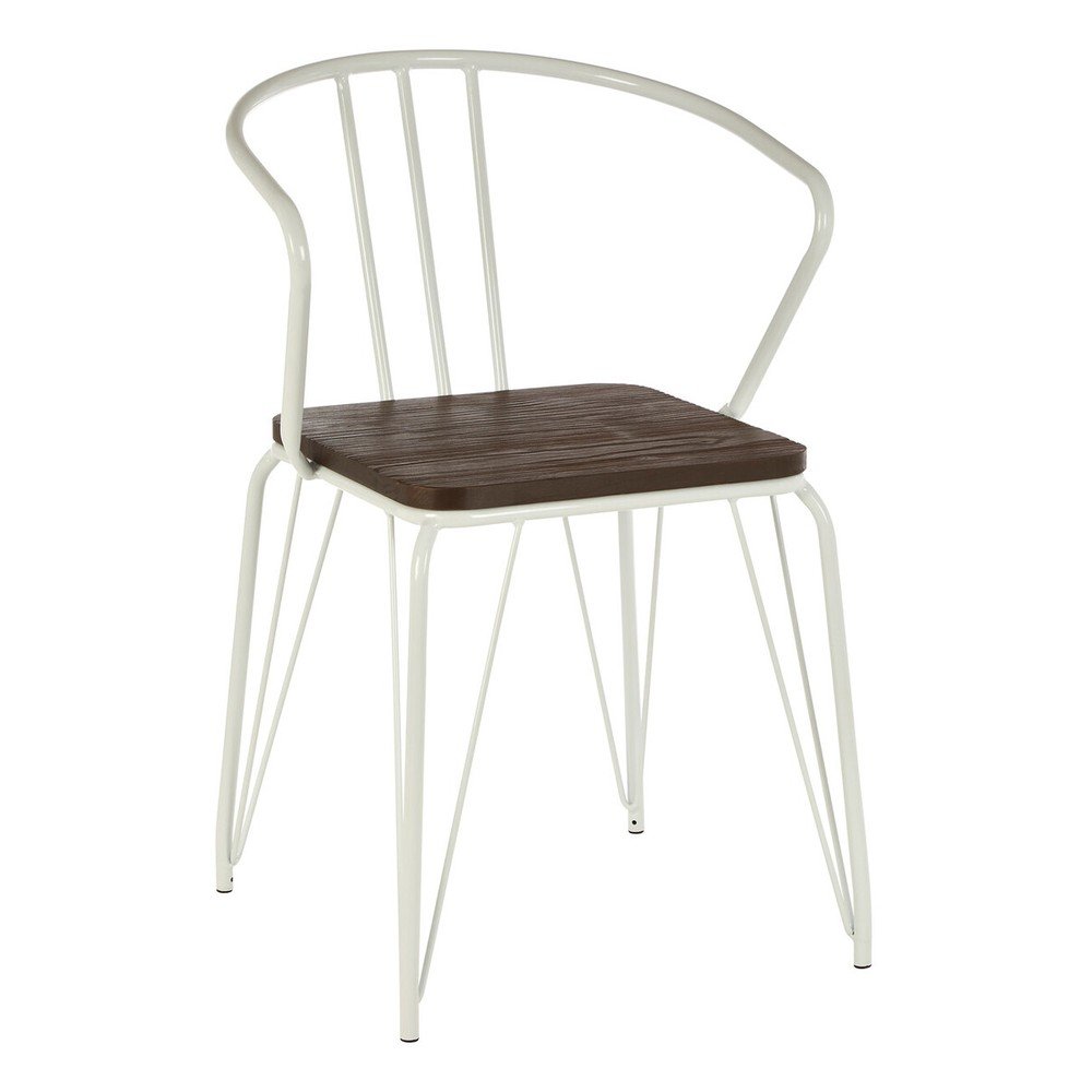 Białe/w naturalnym kolorze krzesło z litego drewna wiązu District – Premier Housewares