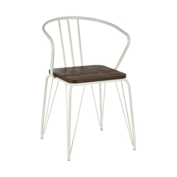 Białe/w naturalnym kolorze krzesło z litego drewna wiązu District – Premier Housewares