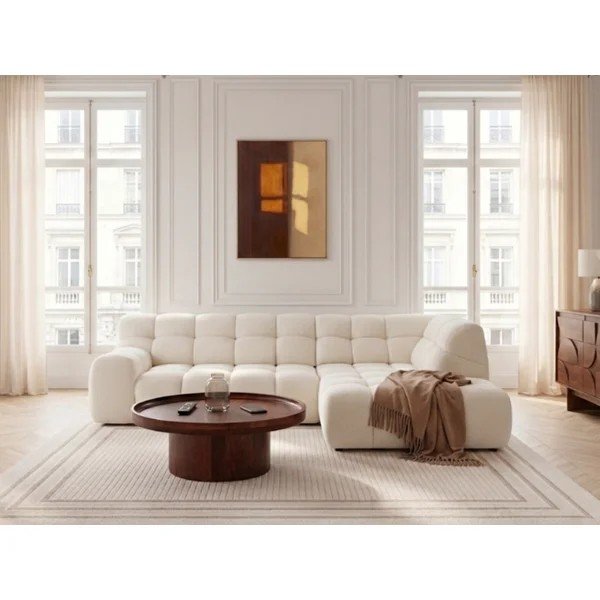 Biały rozkładany/z elektryczną regulacją siedziska narożnik (prawostronny/w kształcie litery L) Andre – Bobochic Paris-image-1