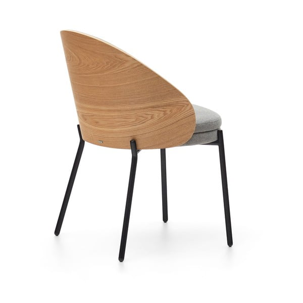 Szary/w naturalnym kolorze tapicerowany fotel jadalniany Eamy – Kave Home-image-3