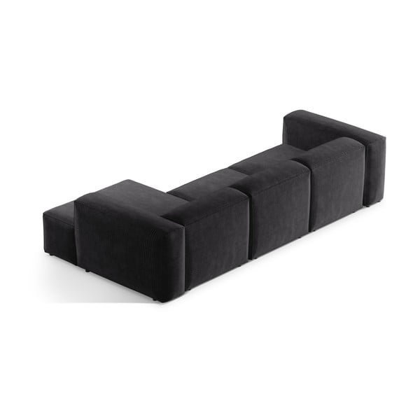 Ciemnoszary sztruksowy narożnik (prawostronny/z szezlongiem) Bergamo – Cosmopolitan Design-image-4