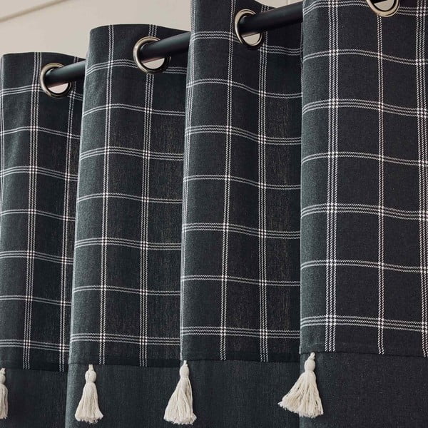 Antracytowa zasłona z mieszanki bawełny 140x240 cm Everest – douceur d'intérieur-image-2